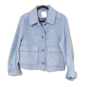 Lauren Conrad Women’s Light Blue Soft Cropped Jacket Size L 42x21